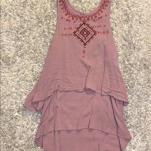Knox Rose XS Dusty Purple Embroidered Tiered Tank